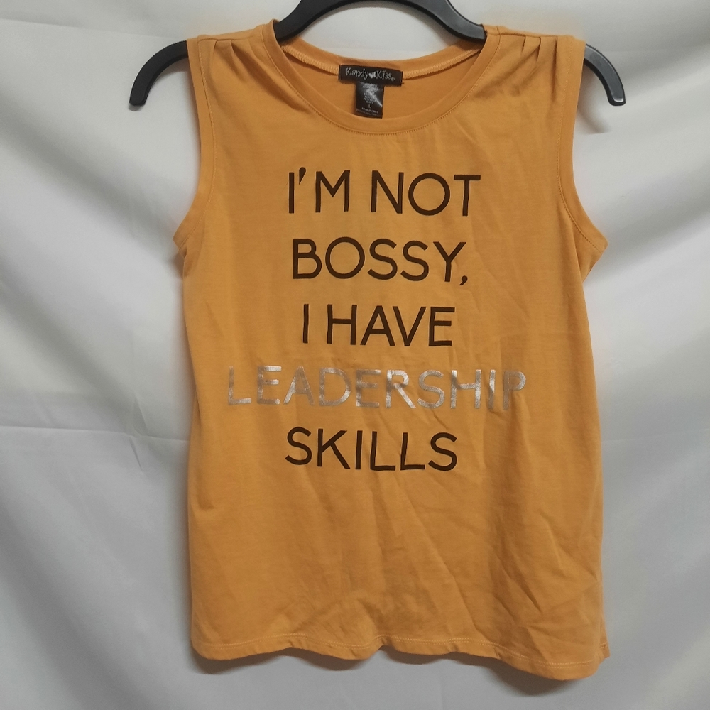 5/$30 NWT Kandy Kiss Mustard Yellow Sarcastic Tank Large